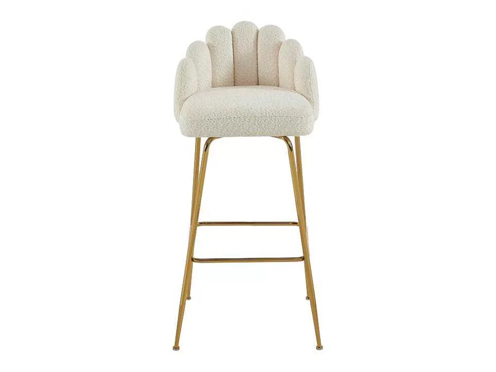 PASCAL MORABITO Conjunto De 2 Bancos Altos Tecido Boucle E Metal Dourado, Cor Creme - Altinam De * Bancos De Bar