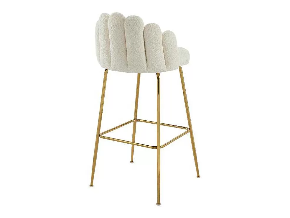 PASCAL MORABITO Conjunto De 2 Bancos Altos Tecido Boucle E Metal Dourado, Cor Creme - Altinam De * Bancos De Bar