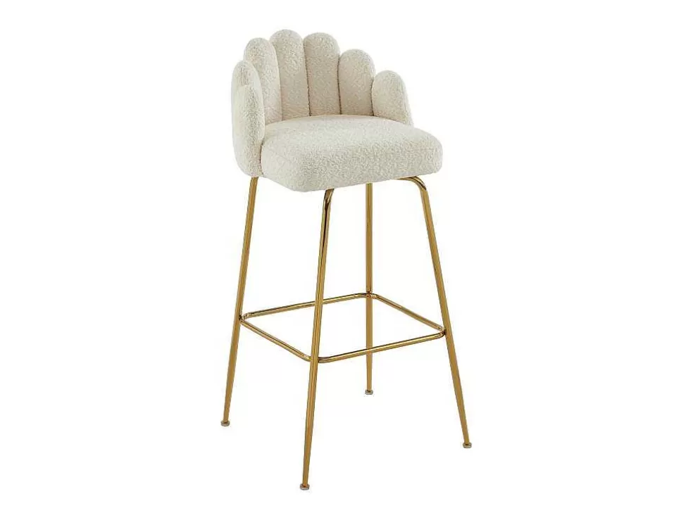 PASCAL MORABITO Conjunto De 2 Bancos Altos Tecido Boucle E Metal Dourado, Cor Creme - Altinam De * Bancos De Bar