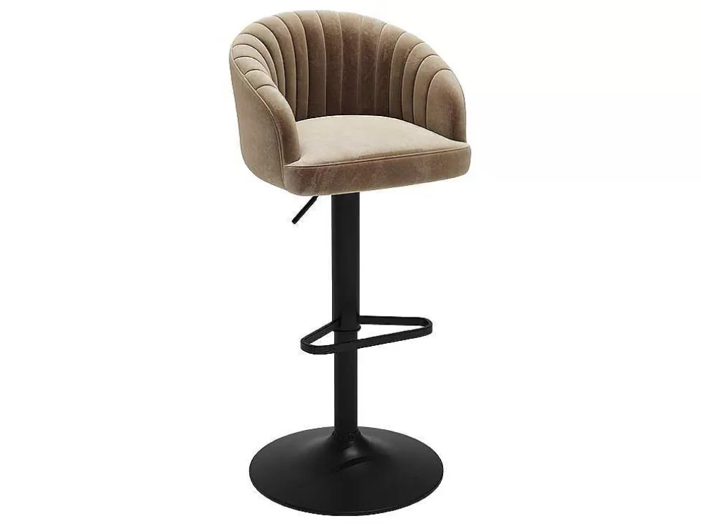 Vente-unique Conjunto De 2 Bancos Altos Tecido E Metal Bege - Doraliz* Promoções Sala