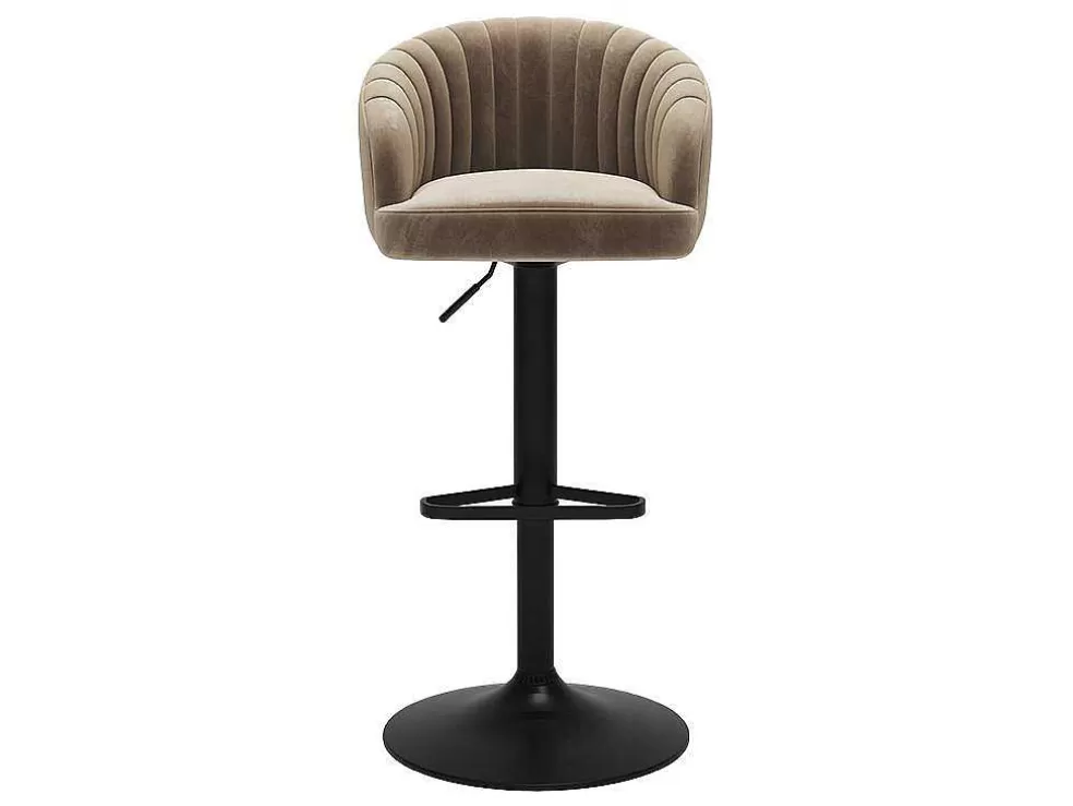 Vente-unique Conjunto De 2 Bancos Altos Tecido E Metal Bege - Doraliz* Promoções Sala