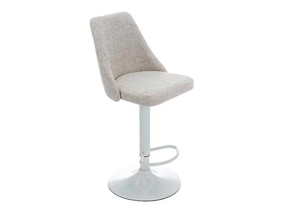 Vente-unique Conjunto De 2 Bancos Altos Tecido E Metal Branco, Cor Bege - Kiyola* Bancos De Bar
