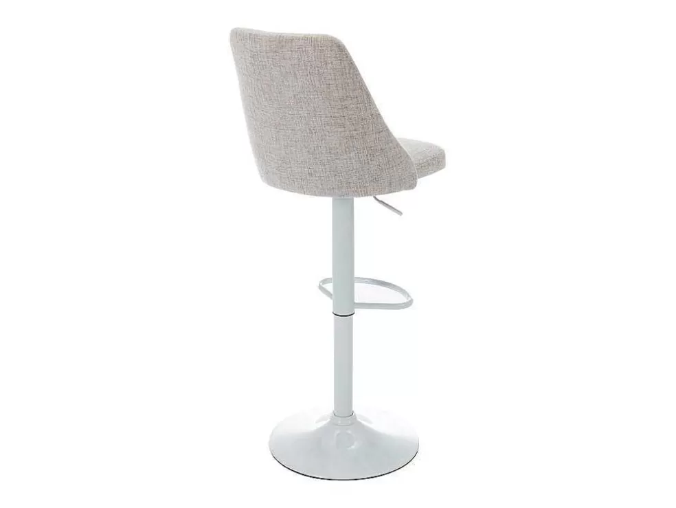 Vente-unique Conjunto De 2 Bancos Altos Tecido E Metal Branco, Cor Bege - Kiyola* Bancos De Bar