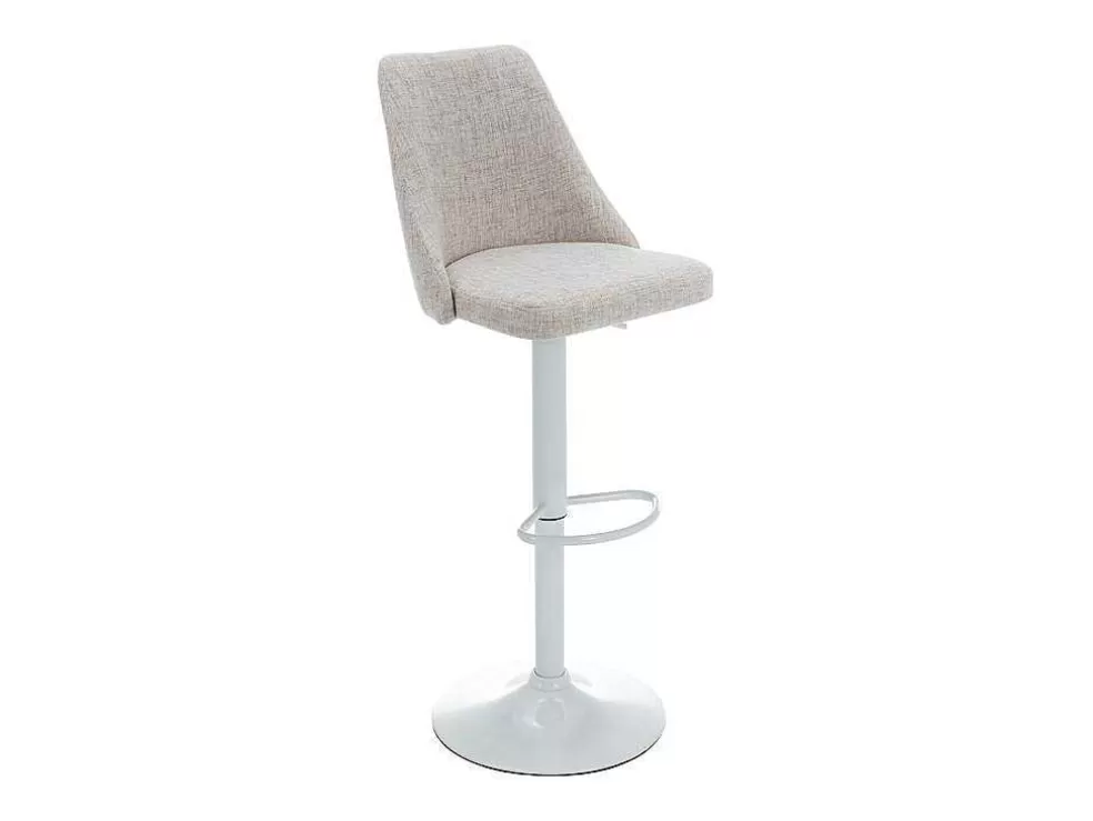 Vente-unique Conjunto De 2 Bancos Altos Tecido E Metal Branco, Cor Bege - Kiyola* Bancos De Bar