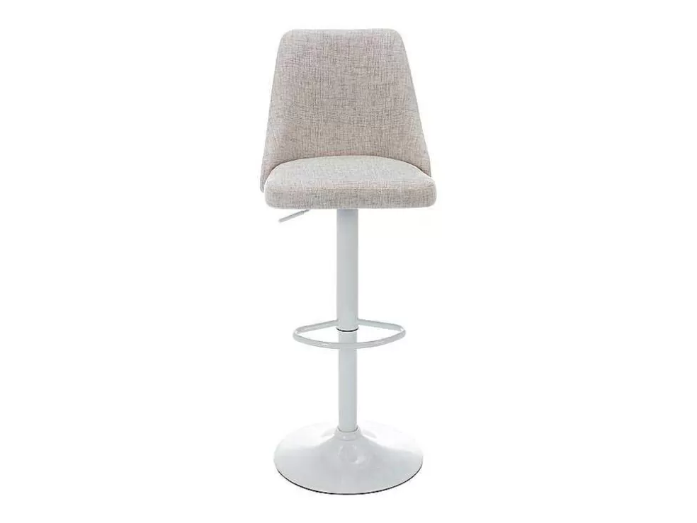 Vente-unique Conjunto De 2 Bancos Altos Tecido E Metal Branco, Cor Bege - Kiyola* Bancos De Bar