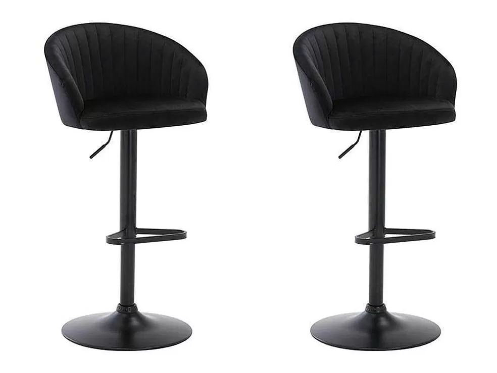 Vente-unique Conjunto De 2 Bancos Altos Tecido E Metal Preto - Doraliz* Promoções Sala