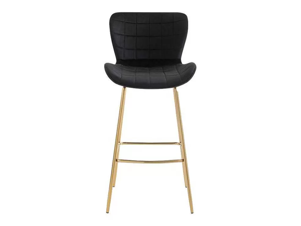 Vente-unique Conjunto De 2 Bancos Em Veludo E Metal Cor Preto - Tanaro* Bancos De Bar
