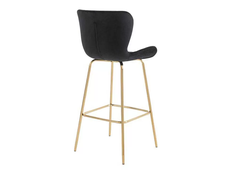 Vente-unique Conjunto De 2 Bancos Em Veludo E Metal Cor Preto - Tanaro* Bancos De Bar