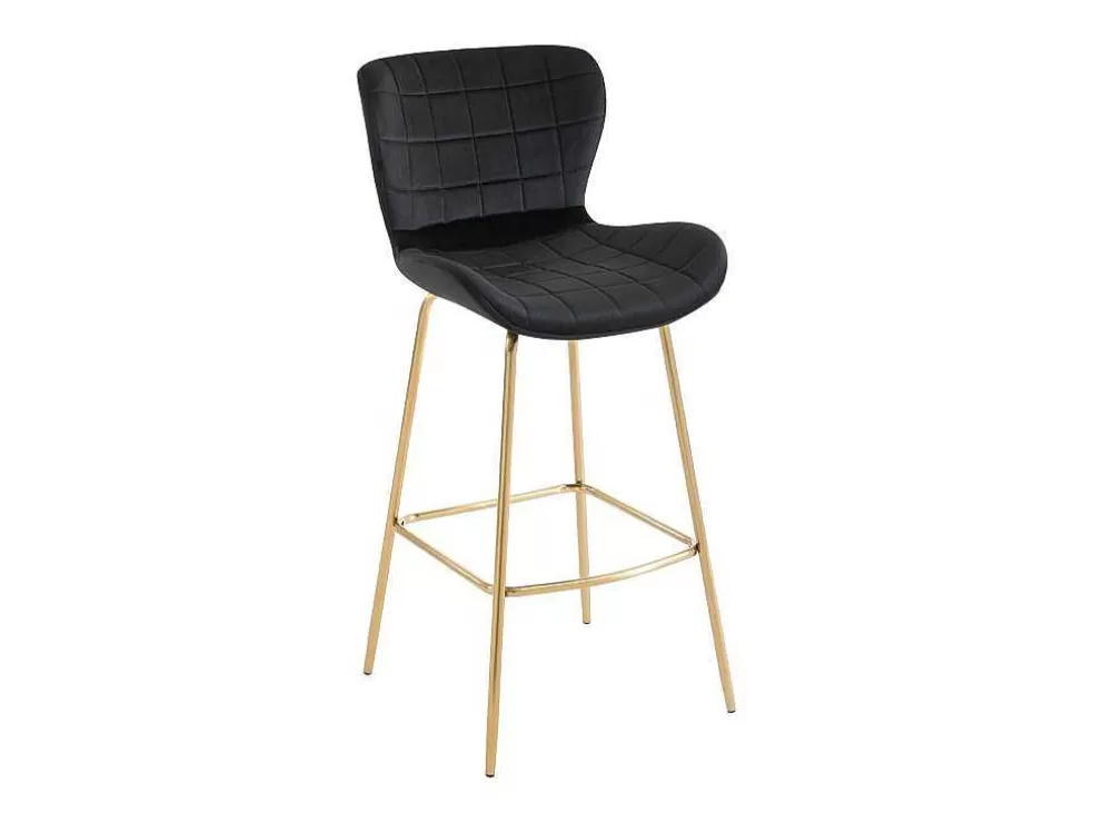 Vente-unique Conjunto De 2 Bancos Em Veludo E Metal Cor Preto - Tanaro* Bancos De Bar