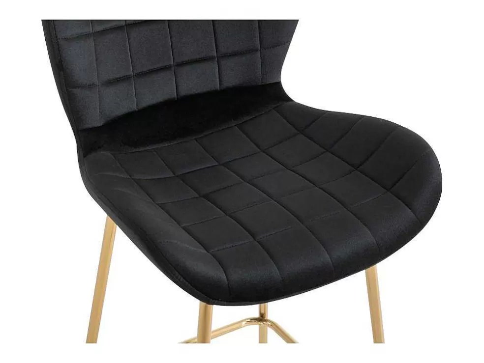 Vente-unique Conjunto De 2 Bancos Em Veludo E Metal Cor Preto - Tanaro* Bancos De Bar