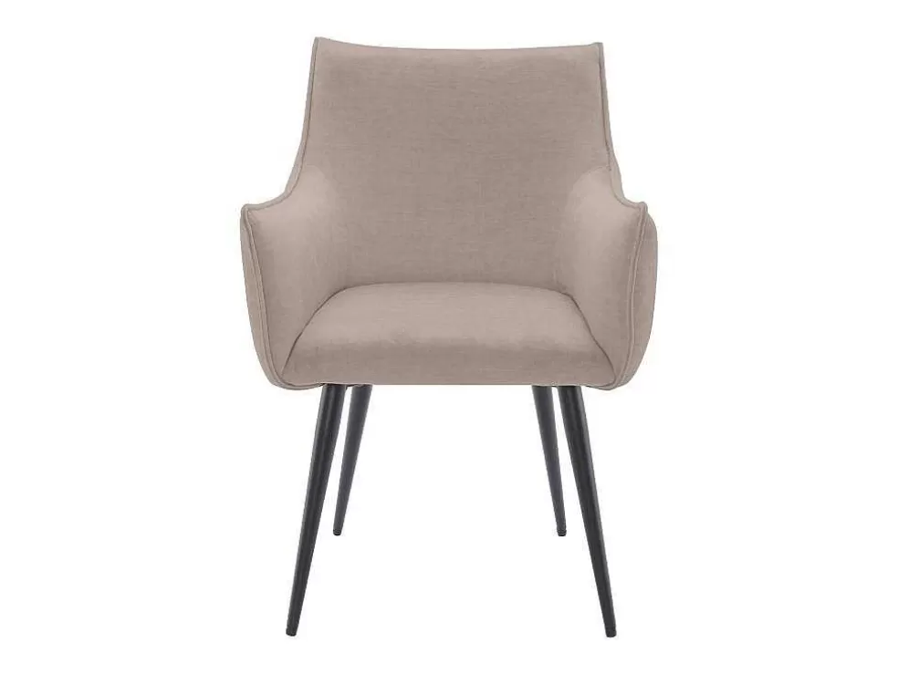 Vente-unique Conjunto De 6 Cadeiras Com Apoio De Bracos Tecido E Metal Preto, Cor Bege - Odilona* Promoções Sala