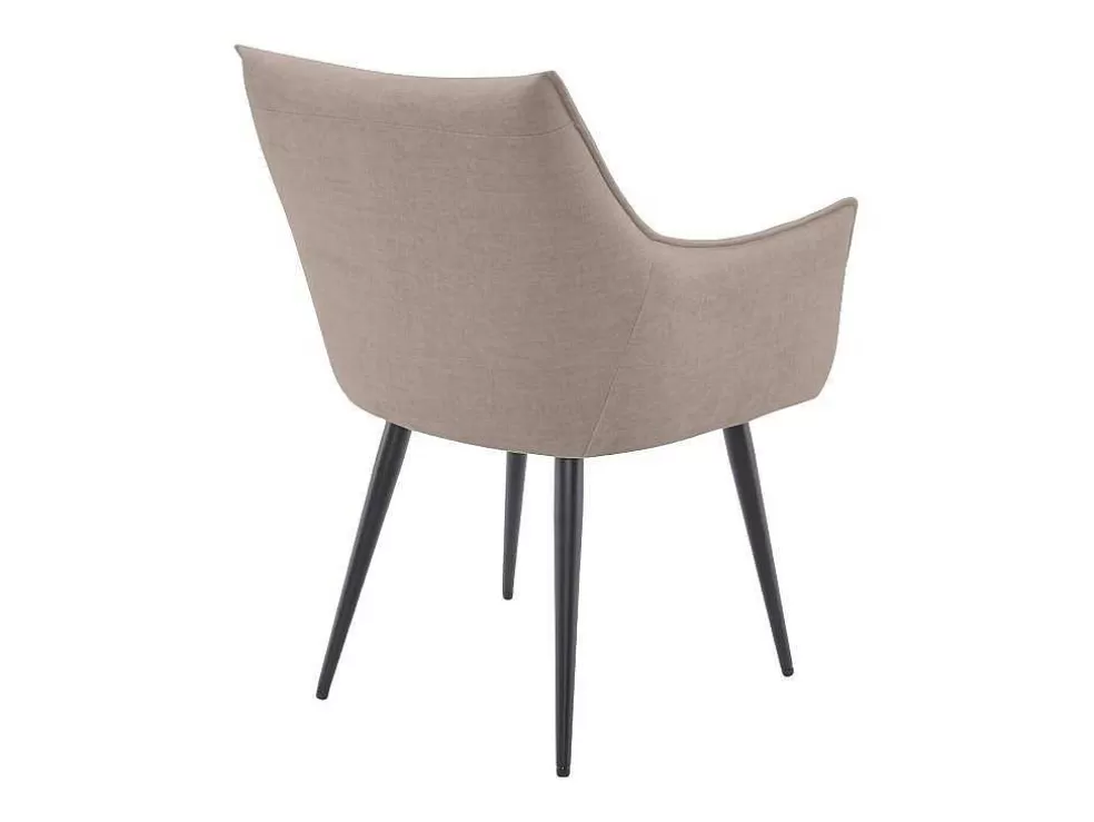 Vente-unique Conjunto De 6 Cadeiras Com Apoio De Bracos Tecido E Metal Preto, Cor Bege - Odilona* Promoções Sala