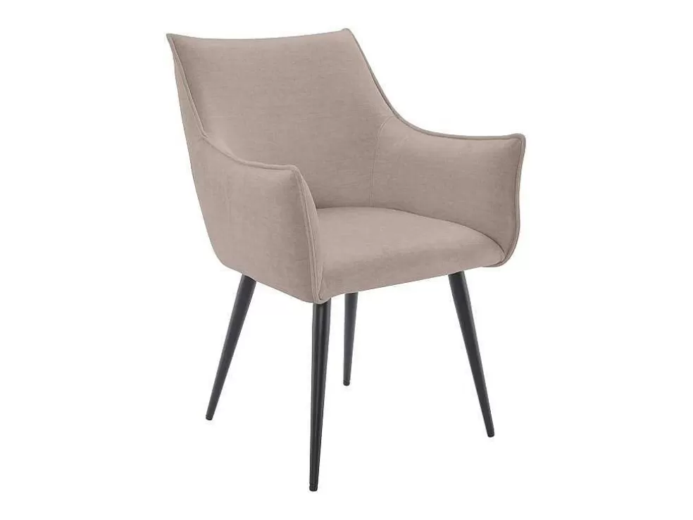 Vente-unique Conjunto De 2 Cadeiras Com Apoio De Bracos Tecido E Metal Preto, Cor Bege - Odilona* Promoções Sala