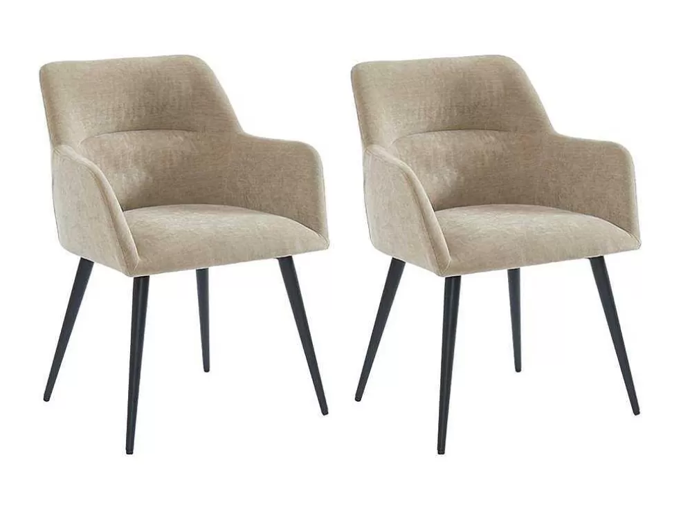 Vente-unique Conjunto De 2 Cadeiras Com Apoios De Bracos Em Tecido E Metal Bege - Heka* Cadeira