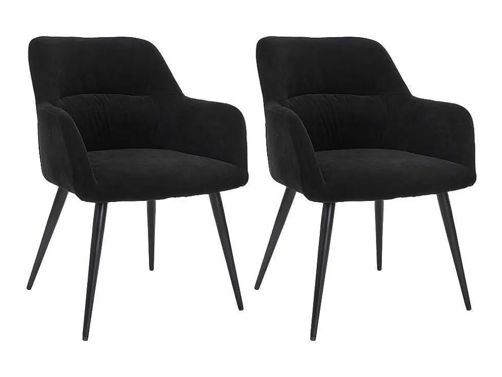 Vente-unique Conjunto De 2 Cadeiras Com Apoios De Bracos Em Tecido E Metal Preto - Heka* Cadeira