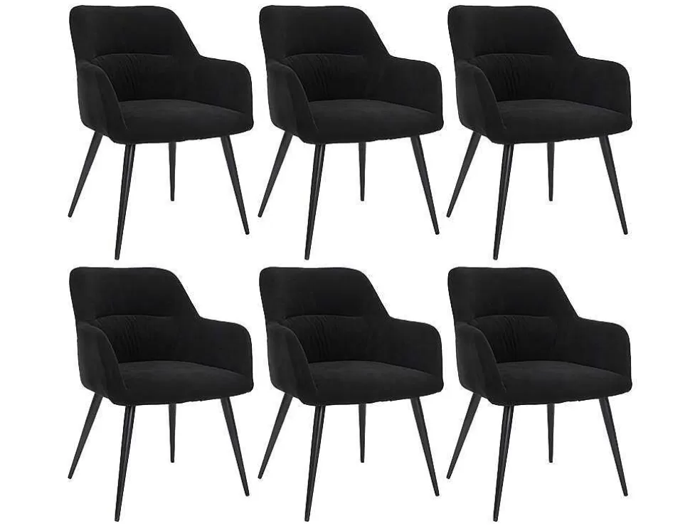Vente-unique Conjunto De 6 Cadeiras Com Apoios De Bracos Em Tecido E Metal Preto - Heka* Cadeira
