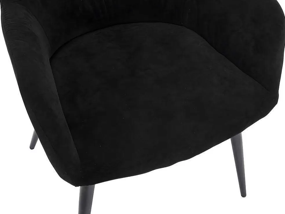 Vente-unique Conjunto De 6 Cadeiras Com Apoios De Bracos Em Tecido E Metal Preto - Heka* Cadeira