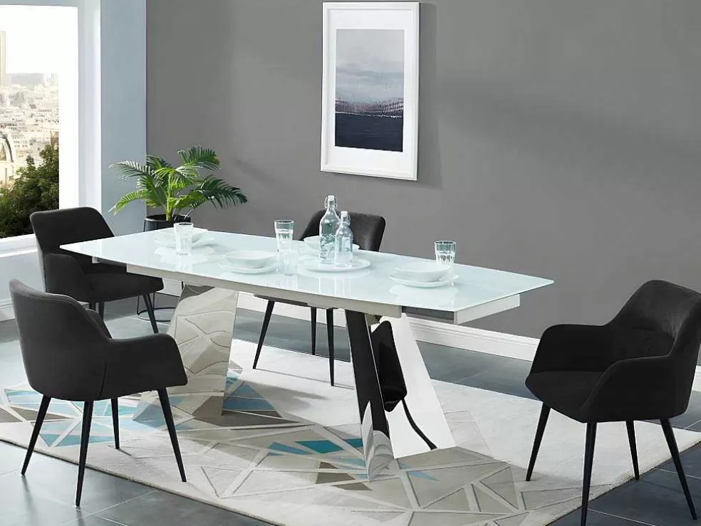 Vente-unique Conjunto De 6 Cadeiras Com Apoios De Bracos Em Tecido E Metal Preto - Heka* Cadeira