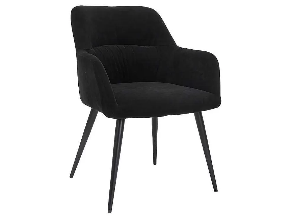 Vente-unique Conjunto De 6 Cadeiras Com Apoios De Bracos Em Tecido E Metal Preto - Heka* Cadeira
