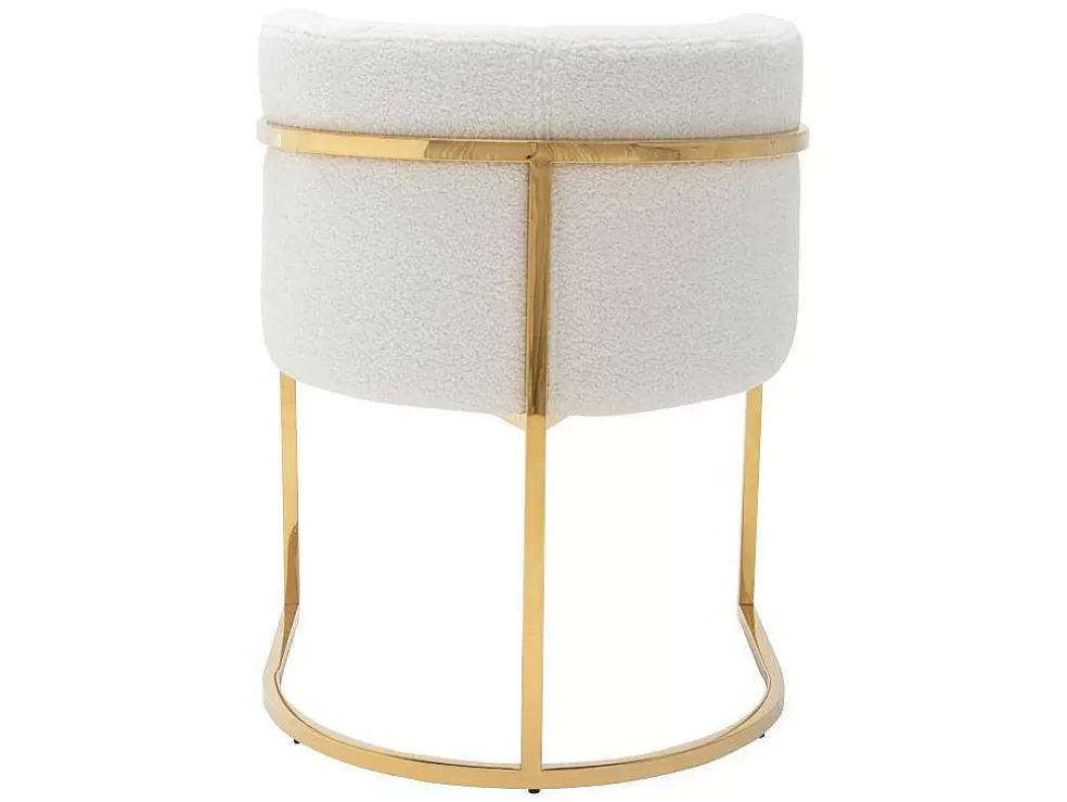 PASCAL MORABITO Conjunto De 6 Cadeiras Com Apoios De Bracos Tecido Boucle E Aco Inoxidavel Branco E Dourado - Peria De * Cadeira