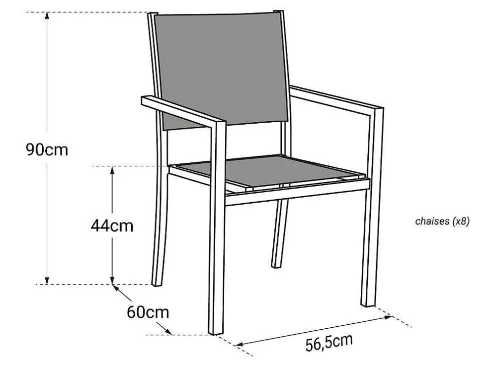 Happy Garden Conjunto De 8 Cadeiras De Aluminio Em Tons - Têxtilene Taupe* Conjunto Mesa E Cadeiras De Jardim