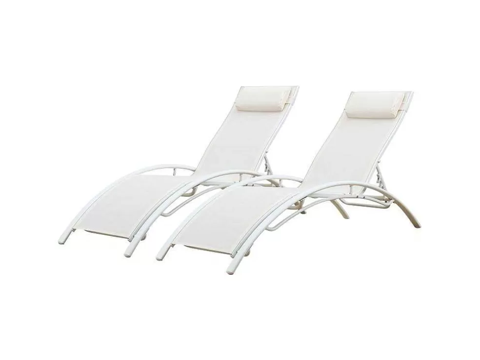 Happy Garden Conjunto De 2 Cadeiras De Conves Galapagos De Têxtil Branco - Aluminio Branco* Espreguiçadeira