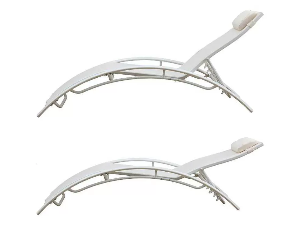 Happy Garden Conjunto De 2 Cadeiras De Conves Galapagos De Têxtil Branco - Aluminio Branco* Espreguiçadeira