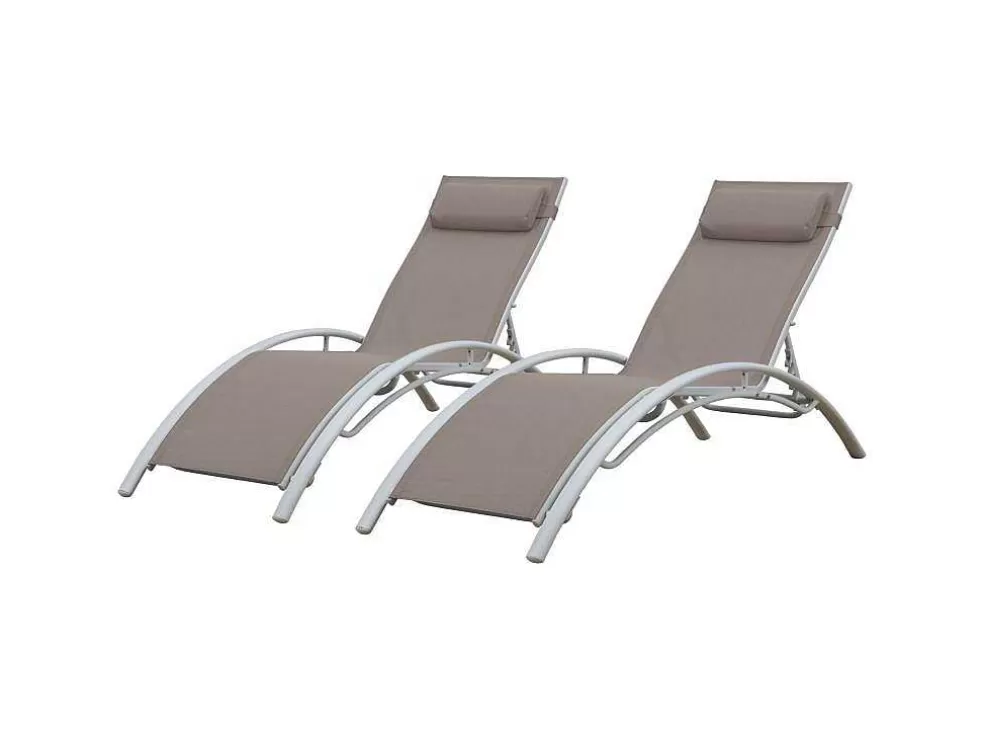 Happy Garden Conjunto De 2 Cadeiras De Conves Galapagos Em Aluminio Taupe Têxtilene - Aluminio Branco* Espreguiçadeira
