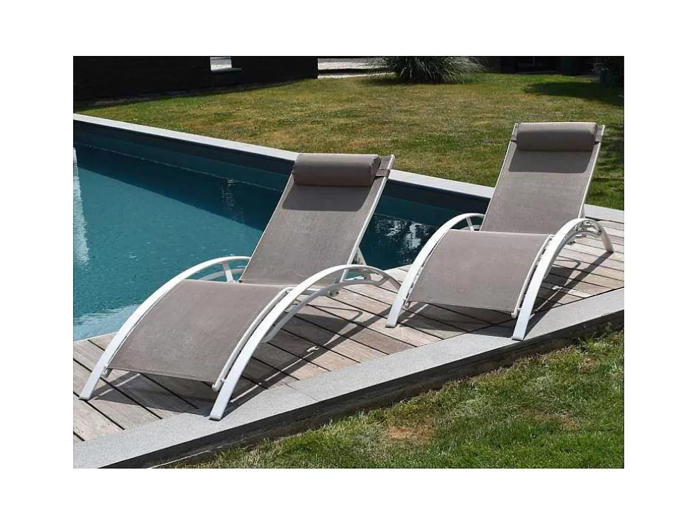 Happy Garden Conjunto De 2 Cadeiras De Conves Galapagos Em Aluminio Taupe Têxtilene - Aluminio Branco* Espreguiçadeira