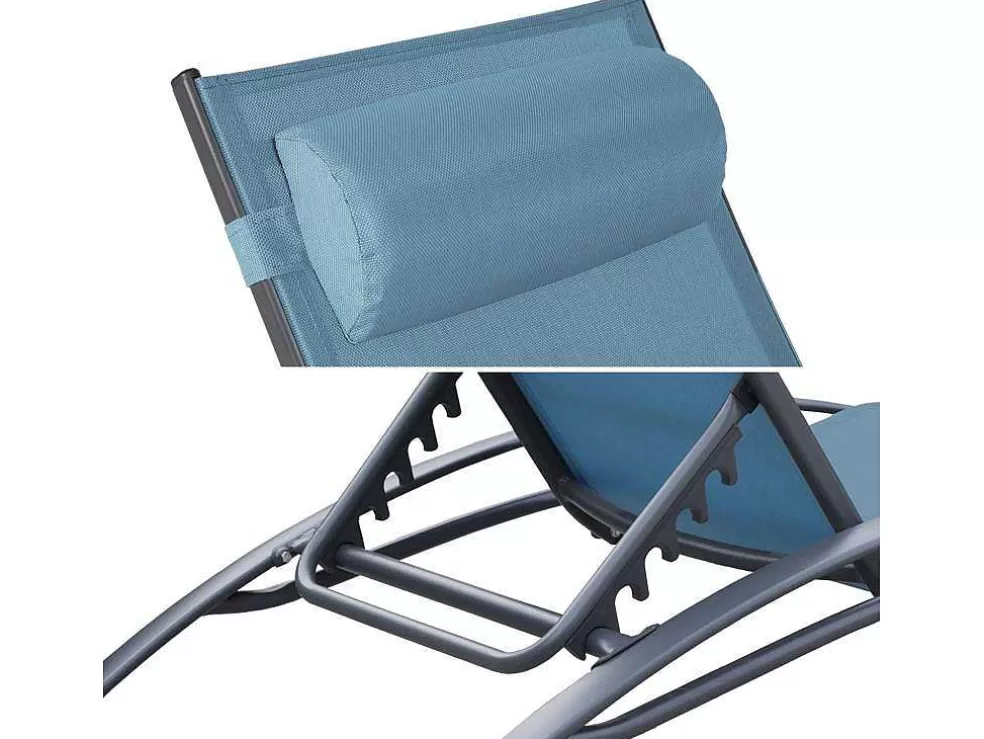 Happy Garden Conjunto De 2 Cadeiras De Conves Galapagos Em Têxtil Cinzento-Azul - Aluminio Cinzento Antracite* Espreguiçadeira