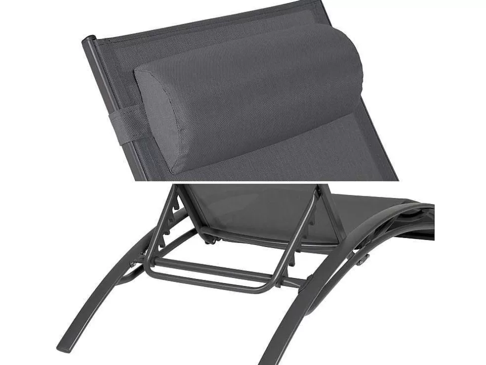 Happy Garden Conjunto De 2 Cadeiras De Conves Galapagos Em Têxtileno Cinzento - Antracite Cinzento Aluminio* Espreguiçadeira