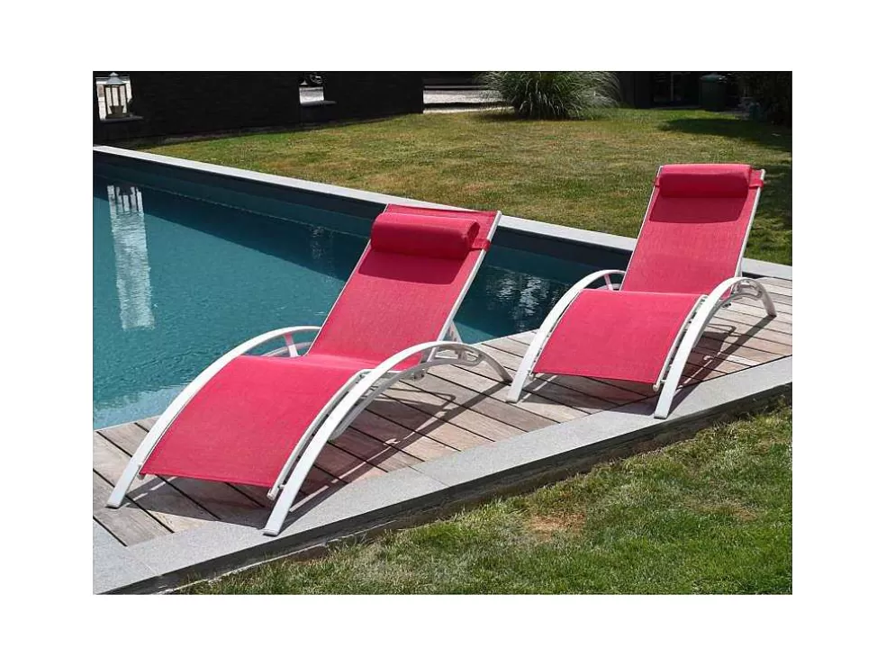 Happy Garden Conjunto De 2 Cadeiras De Conves Galapagos Em Têxtileno Rosa - Aluminio Branco* Espreguiçadeira