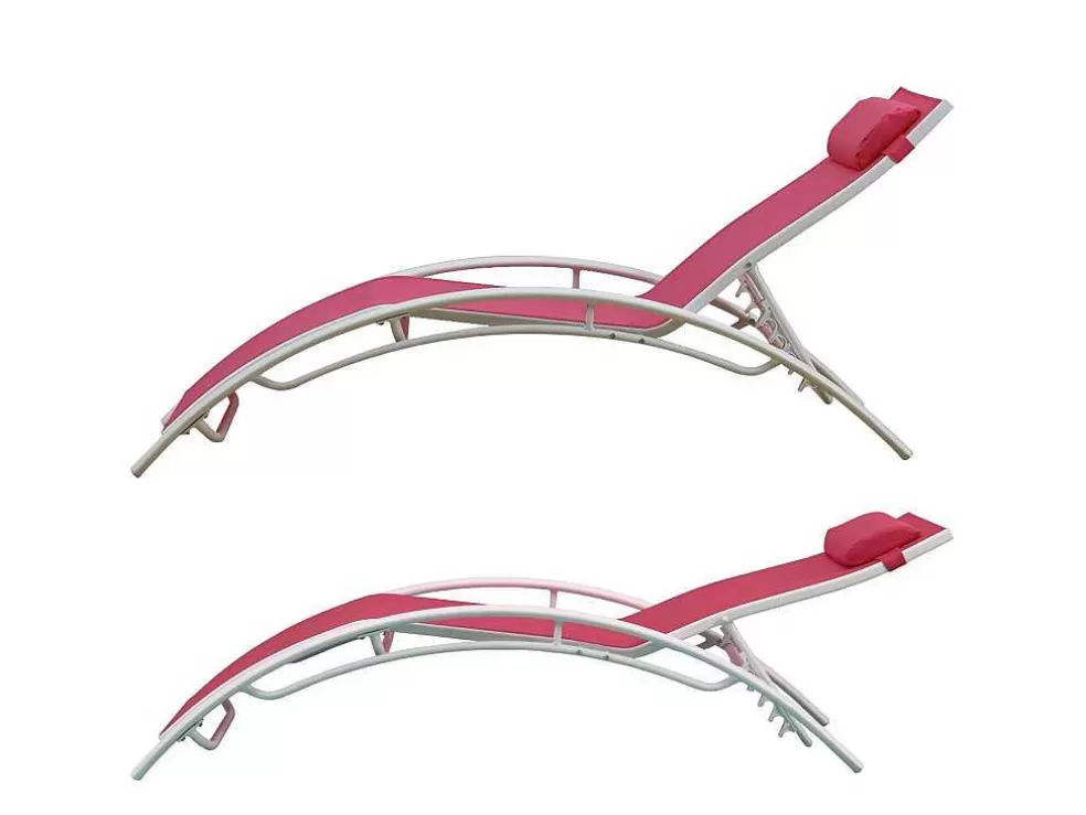Happy Garden Conjunto De 2 Cadeiras De Conves Galapagos Em Têxtileno Rosa - Aluminio Branco* Espreguiçadeira