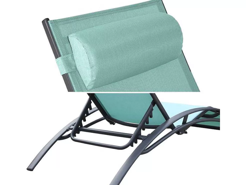 Happy Garden Conjunto De 2 Cadeiras De Conves Galapagos Em Têxtileno Verde Agua - Aluminio Cinzento Antracite* Espreguiçadeira
