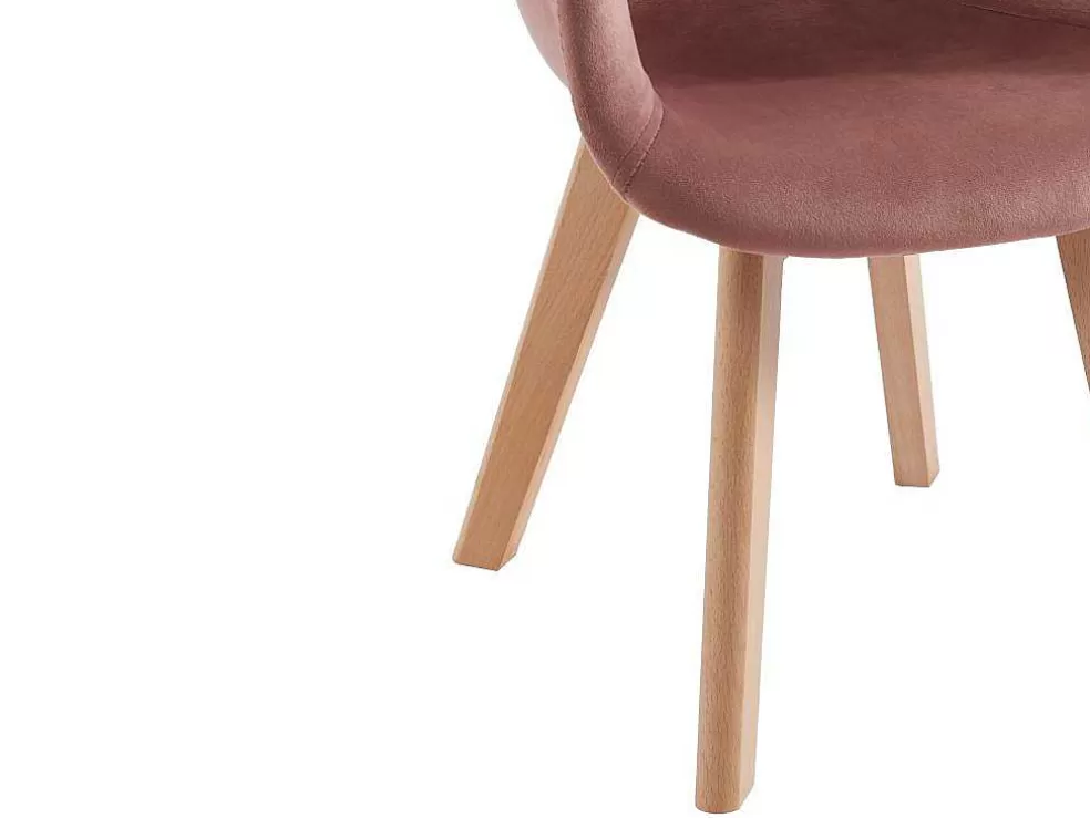 Vente-unique Conjunto De 2 Cadeiras De Criança Com Apoios De Bracos Em Veludo E Faia Cor-De-Rosa - Poupinette* Promoções Sala