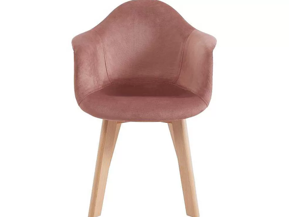 Vente-unique Conjunto De 2 Cadeiras De Criança Com Apoios De Bracos Em Veludo E Faia Cor-De-Rosa - Poupinette* Promoções Sala