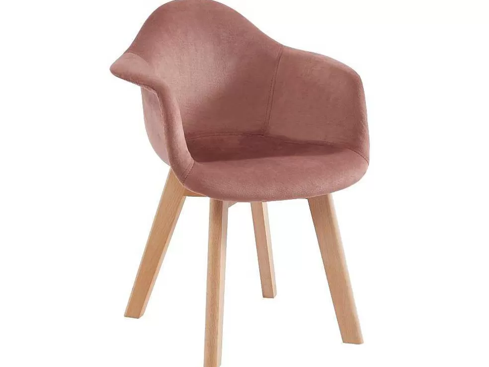 Vente-unique Conjunto De 2 Cadeiras De Criança Com Apoios De Bracos Em Veludo E Faia Cor-De-Rosa - Poupinette* Promoções Sala