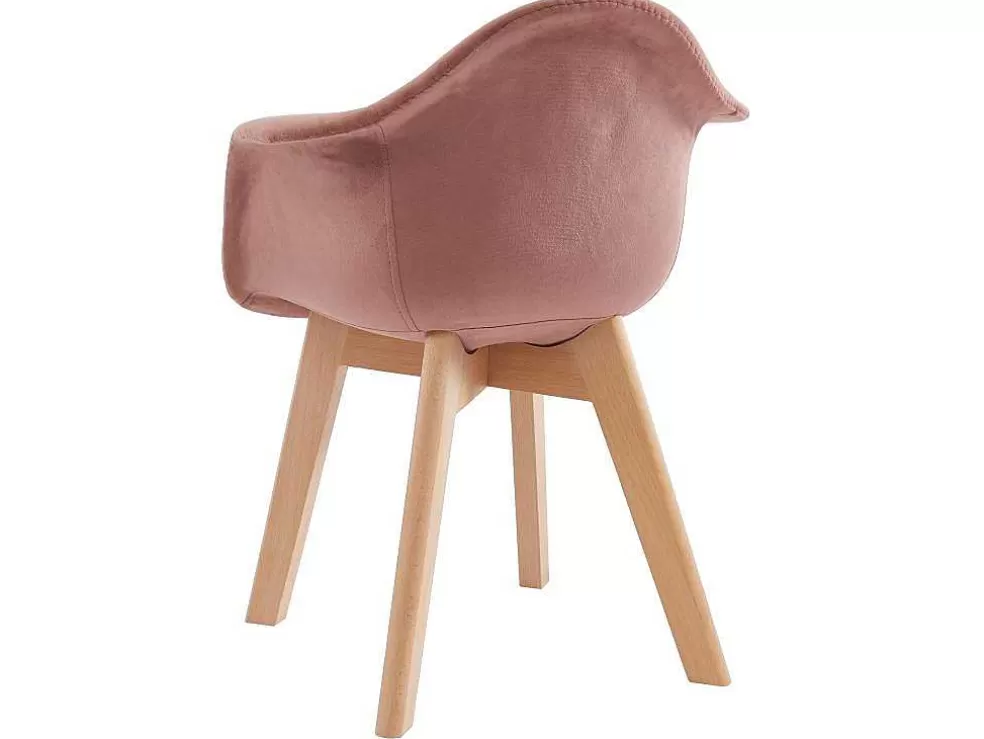 Vente-unique Conjunto De 2 Cadeiras De Criança Com Apoios De Bracos Em Veludo E Faia Cor-De-Rosa - Poupinette* Promoções Sala