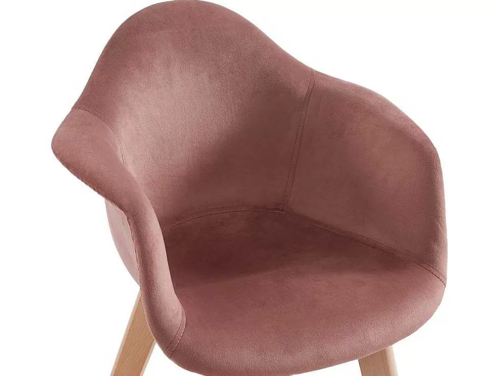 Vente-unique Conjunto De 2 Cadeiras De Criança Com Apoios De Bracos Em Veludo E Faia Cor-De-Rosa - Poupinette* Promoções Sala