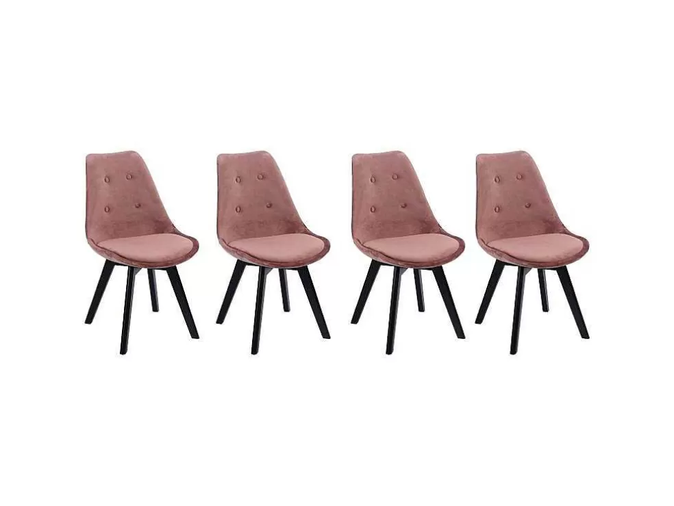 Happy Garden Conjunto De 4 Cadeiras De Veludo Nora Rosa Com Almofada* Cadeira