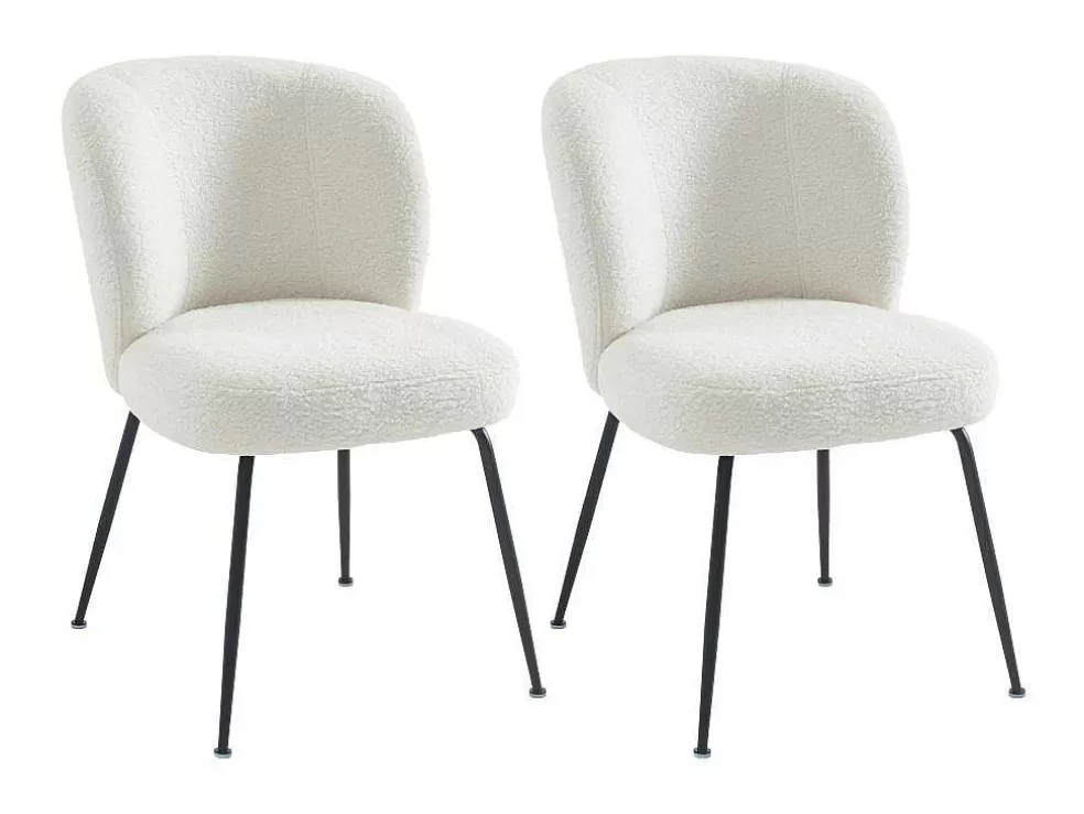 Vente-unique Conjunto De 2 Cadeiras Em Tecido Boucle E Metal Branco Pascal Morabito - Polpona* Cadeira