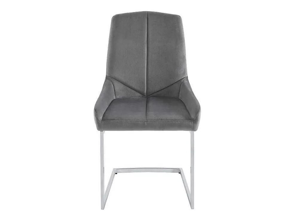 Vente-unique Conjunto De 2 Cadeiras Em Veludo E Metal, Cor Cinza - Berlona* Cadeira