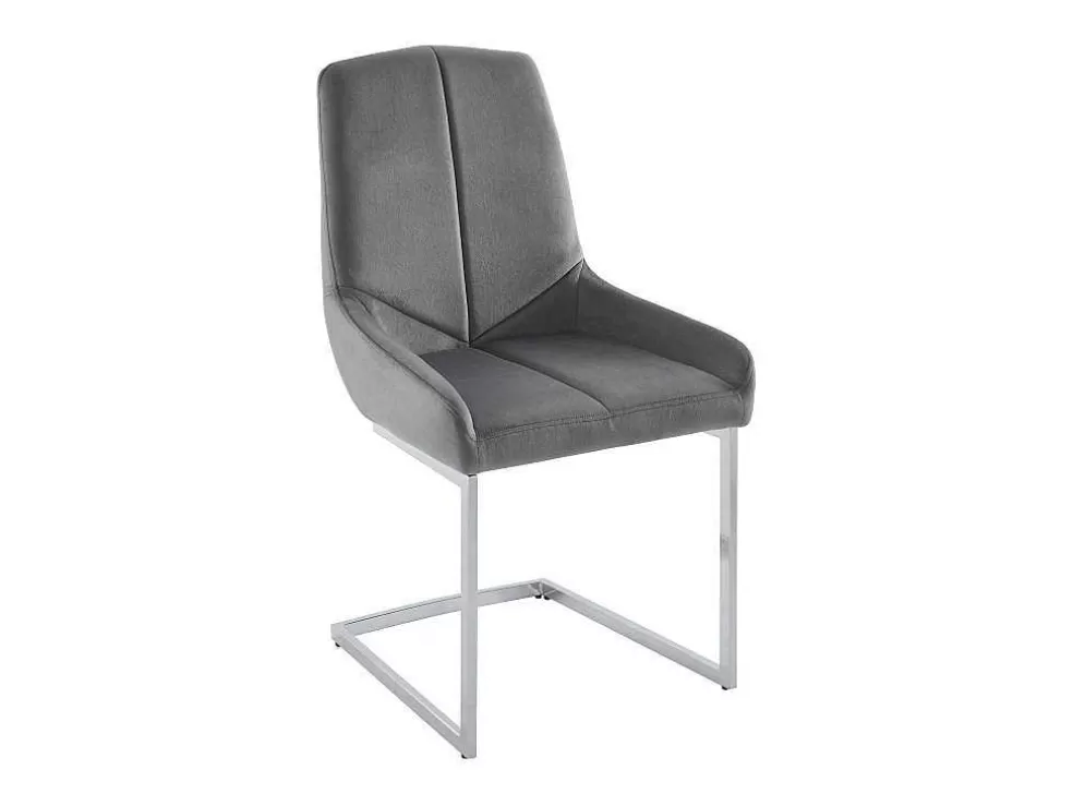Vente-unique Conjunto De 2 Cadeiras Em Veludo E Metal, Cor Cinza - Berlona* Cadeira