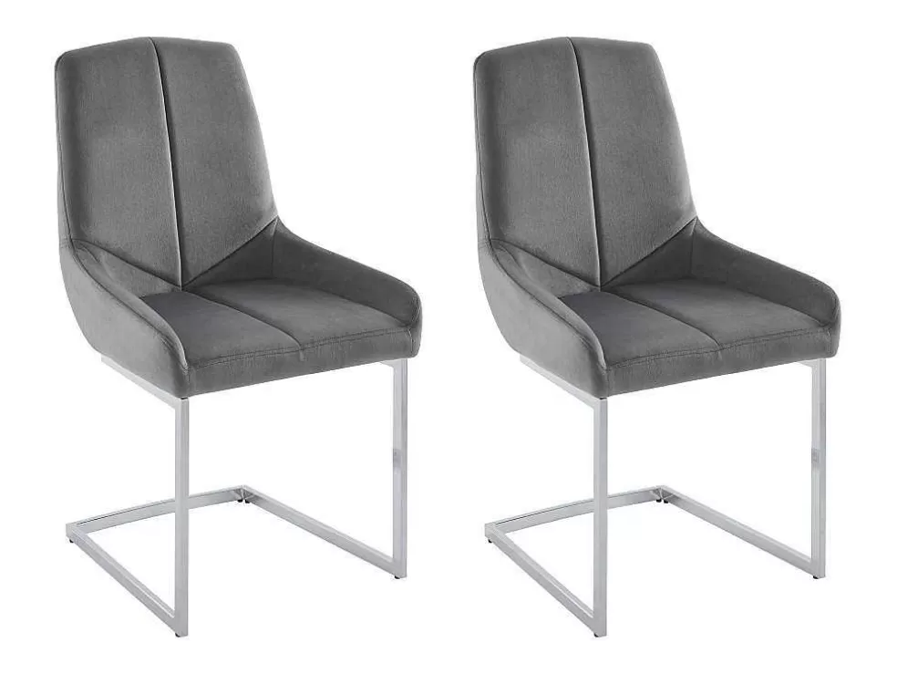 Vente-unique Conjunto De 2 Cadeiras Em Veludo E Metal, Cor Cinza - Berlona* Cadeira