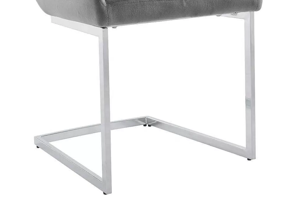 Vente-unique Conjunto De 2 Cadeiras Em Veludo E Metal, Cor Cinza - Berlona* Cadeira