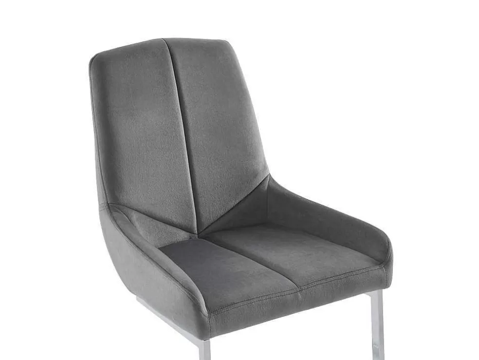 Vente-unique Conjunto De 2 Cadeiras Em Veludo E Metal, Cor Cinza - Berlona* Cadeira