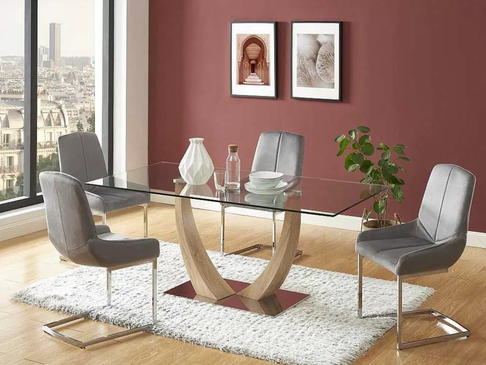 Vente-unique Conjunto De 2 Cadeiras Em Veludo E Metal, Cor Cinza - Berlona* Cadeira