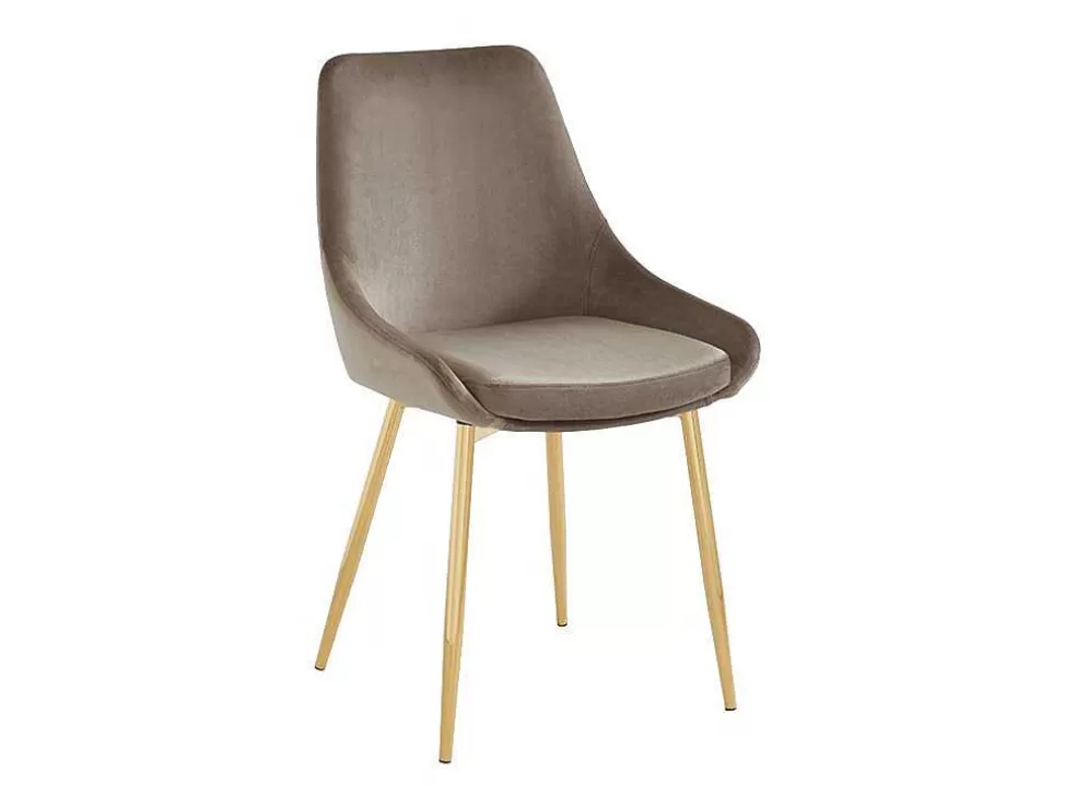 Vente-unique Conjunto De 2 Cadeiras Em Veludo E Metal Dourado Cor Taupe - Masurie* Cadeira