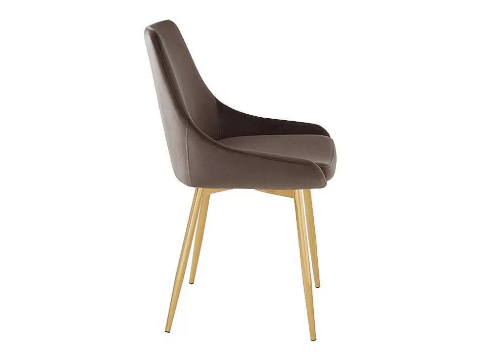 Vente-unique Conjunto De 2 Cadeiras Em Veludo E Metal Dourado Cor Taupe - Masurie* Cadeira