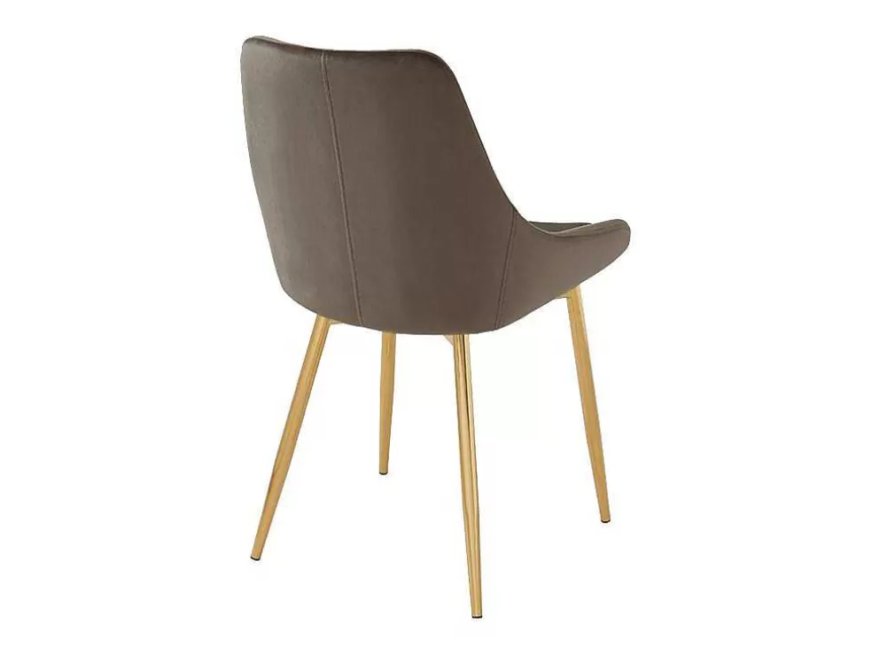 Vente-unique Conjunto De 2 Cadeiras Em Veludo E Metal Dourado Cor Taupe - Masurie* Cadeira
